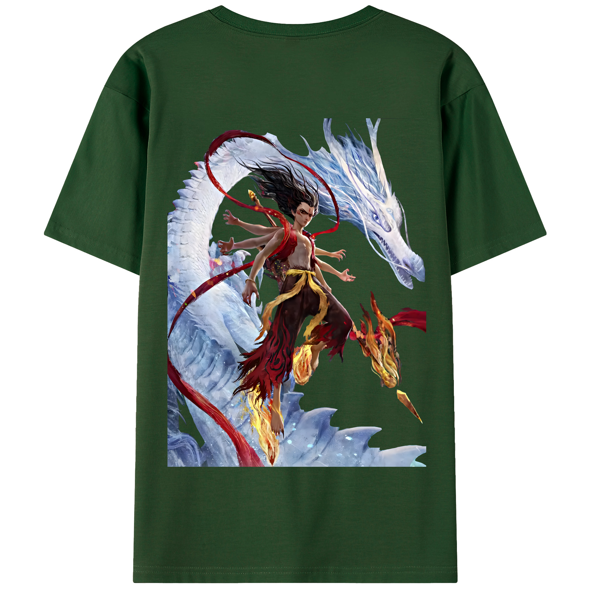 （画像用） Ne Zha 2 ナタ 魔童の大暴れ 綿100％半袖Tシャツ（背面プリント）